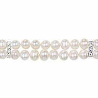 Miabella Bracelet avec perles d'eau douce blanches+AV50:AV149e de culture 6-7 mm en argent sterling, 7.5 pouces en longueur