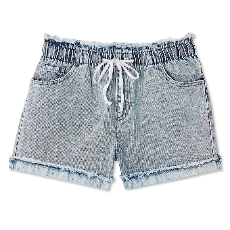 No Boundaries Women's Frayed Elasticized Waistband Short