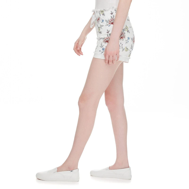 Short imprimé et effrangé à ceinture montée élastique No Boundaries pour femmes