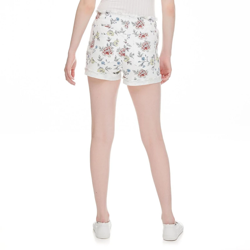 Short imprimé et effrangé à ceinture montée élastique No Boundaries pour femmes