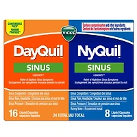 Vicks Capsules LiquiCaps NyQuil et DayQuil Sinus emballage duo 24 unités