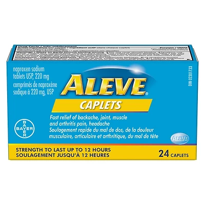 ALEVE pour le soulagement de la douleur, éprouvé en clinique, à action rapide et durable, naproxène sodique 24 caplets