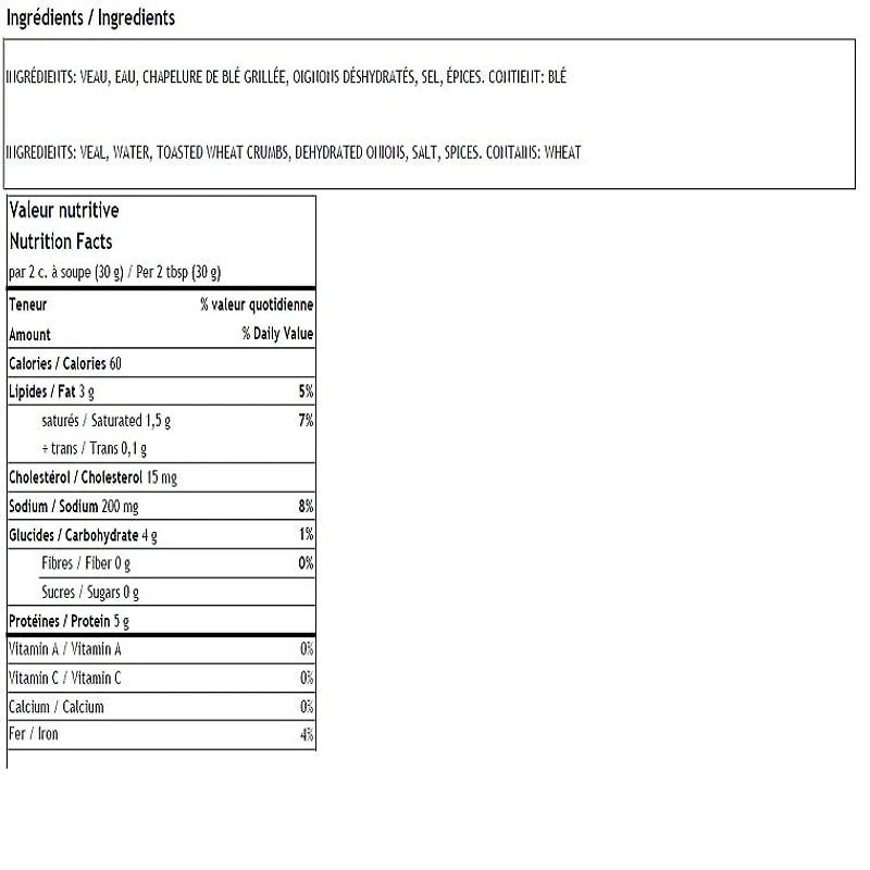 DISCONTINUE Cretonnade de veau Bilopage au style maison