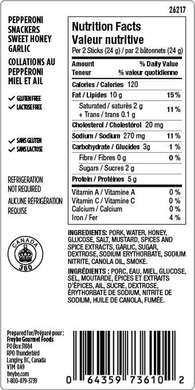 Pepperoni Snackers Sweet Honey Garlic Snack Stick