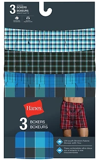 Boxeur tissé sans étiquettes de Hanes pour hommes, paq. de 3