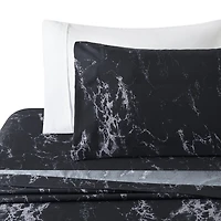 Marina Decoration Ultra Soft Silky Deep Pocket Rich Printed Bedding Rayon from Bamboo All Season Sheet Set with Pillowcases, Modern Black Marble Pattern