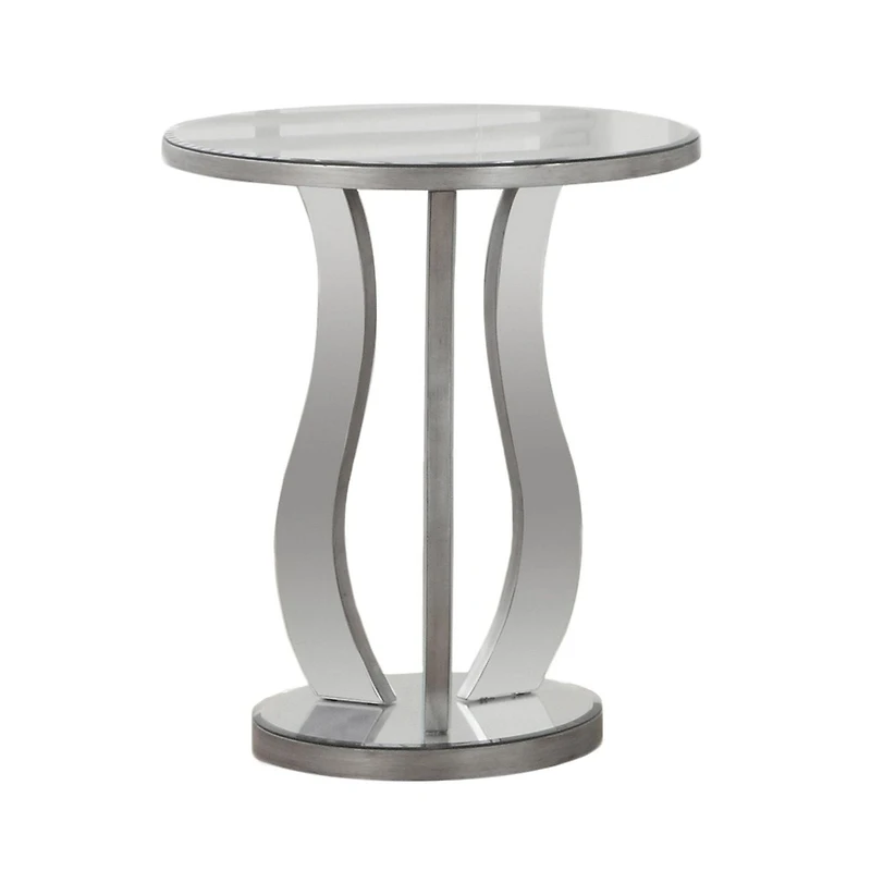Monarch Specialties  Table D'appoint, Coté, Bout, Table De Nuit, Lampe, Salon, Chambre À Coucher, Miroir Transparent, Gris, Transitionnel