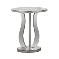 Monarch Specialties  Table D'appoint, Coté, Bout, Table De Nuit, Lampe, Salon, Chambre À Coucher, Miroir Transparent, Gris, Transitionnel
