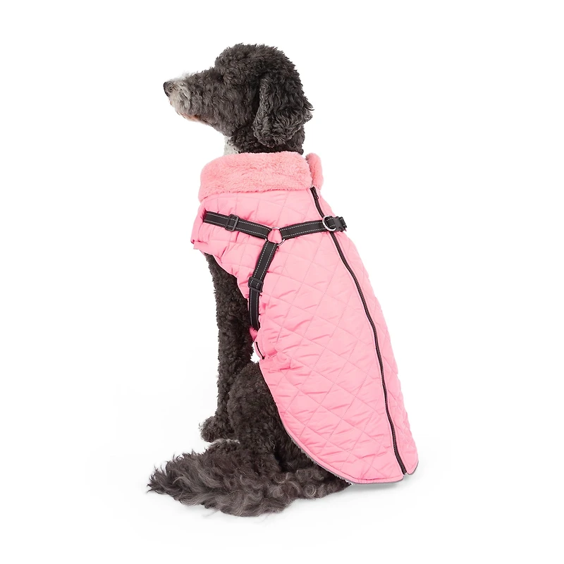 One Paw, Veste Matelassée Légère pour Chien avec Harnais, Rose Gilet matelassé noir léger pour chien avec harnais