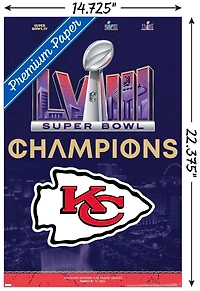 NFL Kansas City Chiefs - Super Bowl LVIII Team Logo Wall Poster with Pushpins, 22.375" x 34"