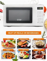 COMMERCIAL CHEF 0.7 Cubic Foot Microwave with 10 Power Levels, Small Microwave with Pull Handle, 700W Countertop Microwave up to 99 Minute Timer and Digital Display, White