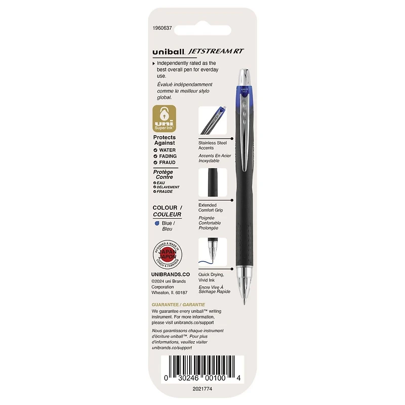 Stylos à bille uni® Jetstream RT, pointe moyenne (1,0 mm), noir, paquet de 2 Stylos à bille Jetstream RT