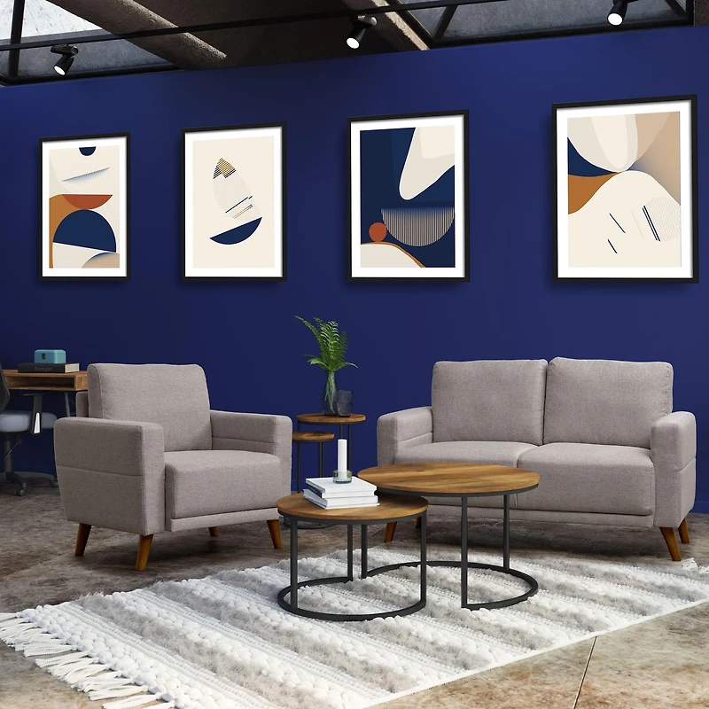 CorLiving Clara Modern Light Grey Upholstered Indoor Accent Armchair with Wood Legs