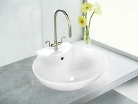 American Imaginations -in. W Above Counter White Bathroom Vessel Sink Set For 1 Hole Center Faucet AI