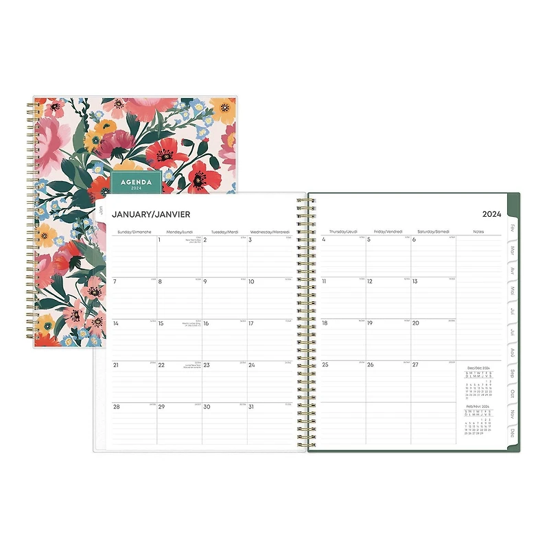 Agenda hebdomadaire/mensuel 2024, 8,5 po x 11 po, Blue Sky, Monroe Light