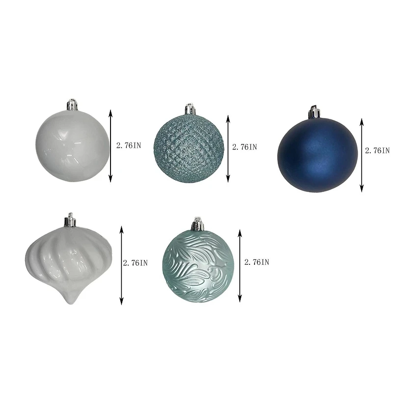 Holiday Time 45 Count Shatterproof Ornaments-Blue/Teal/White