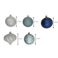 Holiday Time 45 Count Shatterproof Ornaments-Blue/Teal/White