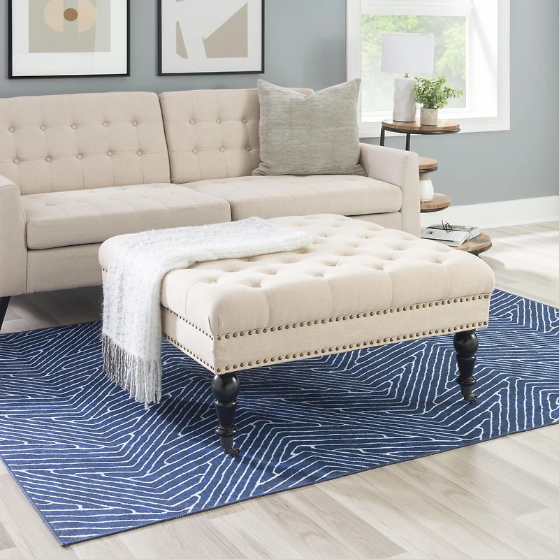 Aubrey Natural Square Tufted Ottoman