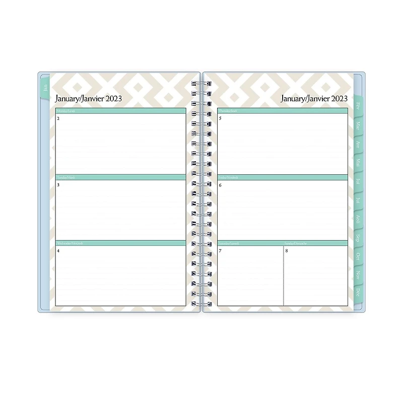2023 Weekly Monthly Planner, 5x8, Blue Sky, Solid Morning Blue