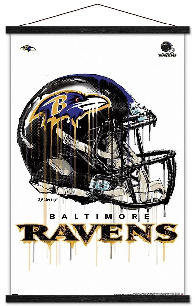 NFL Baltimore Ravens - Drip Helmet 20 Wall Poster with Magnetic Frame, 22.375" x 34"