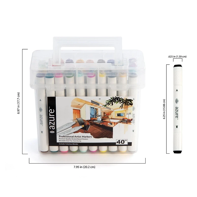 Royal & Langnickel - Azure Dual Tip Alcohol Marker Set 40pc - Basic