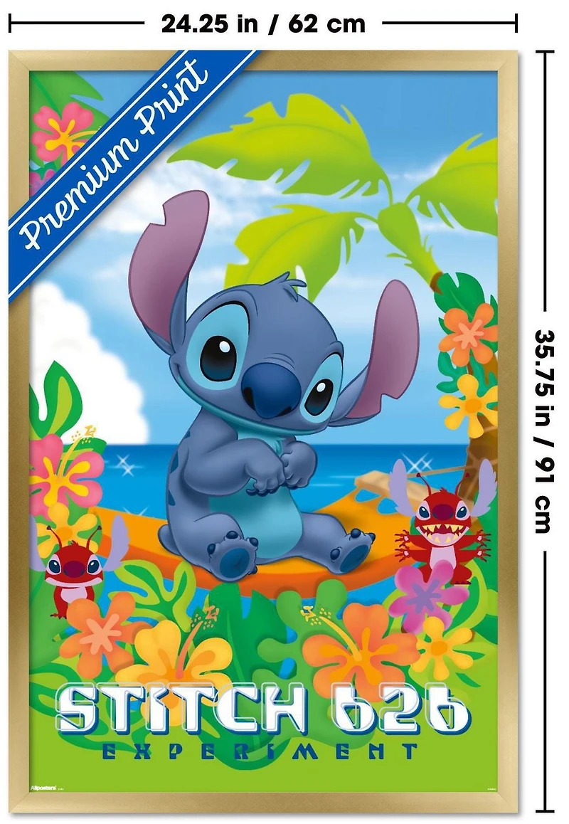 Disney Leroy and Stitch - Beach Wall Poster, 22.375" x 34" Framed