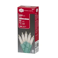 Holiday Time 50-Count Clear Incandescent Mini Christmas Lights, with Green Wire, 9.9'