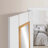 Mainstays Miroir Art Gallery,  Miroir Encadré Au-Dessus de la Porte, Miroir Pleine Longueur avec Deux Crochets, Finition Aspect Teck , 14.25x50.45po