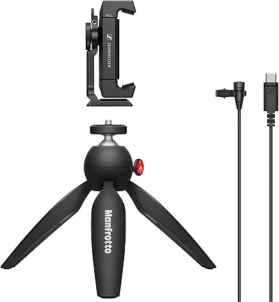 Sennheiser lav TP Kit Mobile USB-C avec Trépied Mini Manfrotto PIXI, Noir, 1