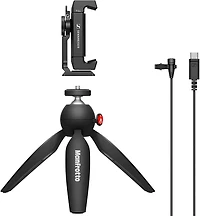 Sennheiser lav TP Kit Mobile USB-C avec Trépied Mini Manfrotto PIXI, Noir, 1