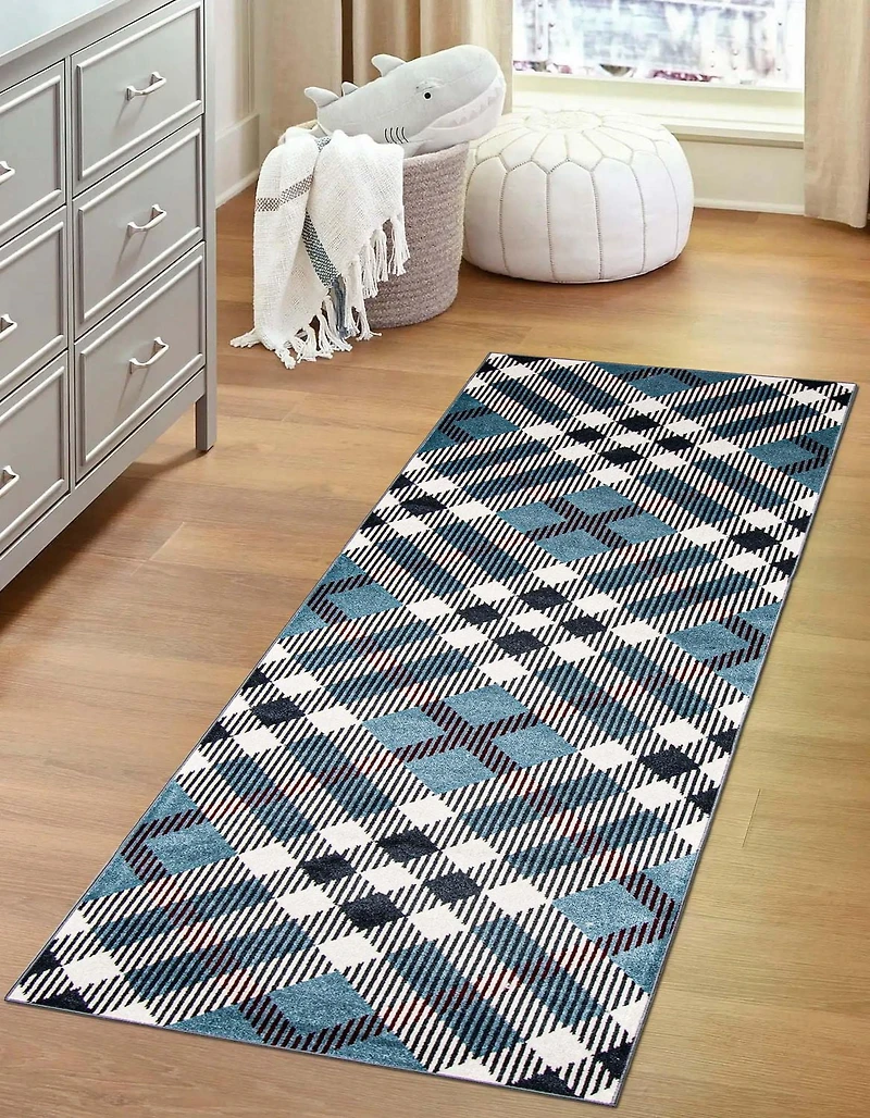 Tapis Lavable ECARPET à Carreaux pour Chambre, Salon, Chambre d'Enfant