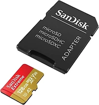 SanDisk Extreme® microSDXC™ UHS-I card, 128GB, with A2 performance - SDSQXA1-128G-CW6MA, MicroSD Card 128GB