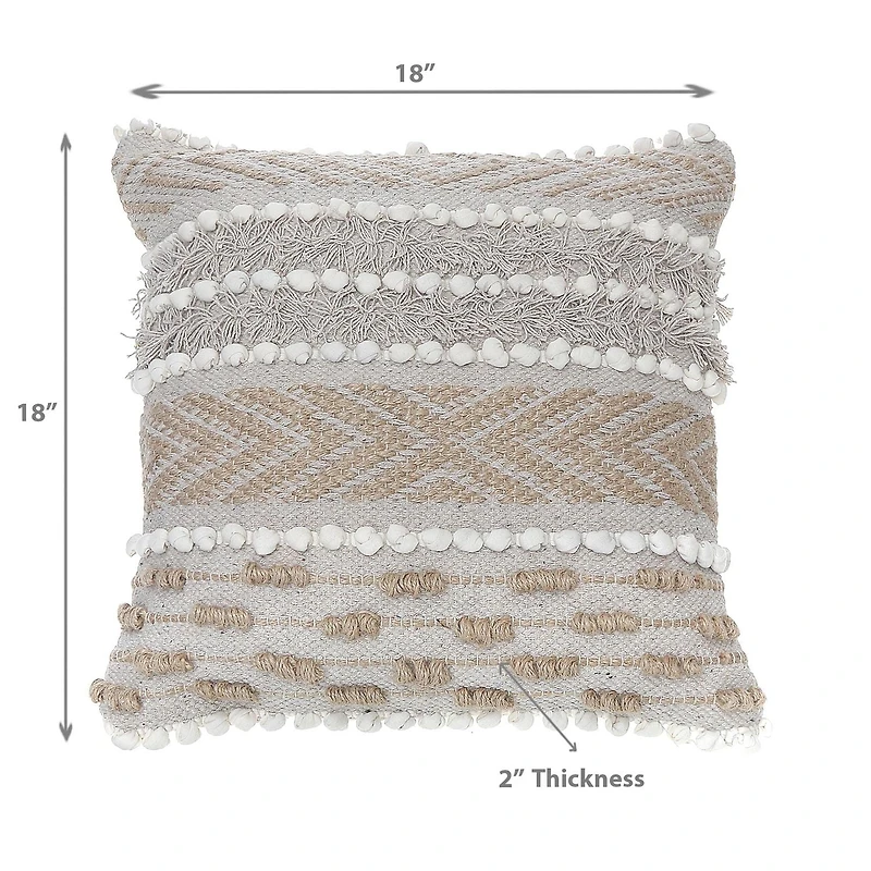 Coton Jute Arrow Cushion 18 X 18 - Ensemble De 2