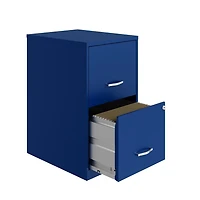 Space Solutions 18 inch 2 Drawer Metal File Cabinet, Classic Blue, 18 inch 2 Drawer Metal Cabinet