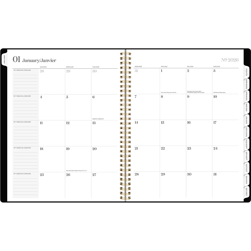Agenda hebdomadaire Cambridge Workstyle Classic Black 2026, grand format Agenda