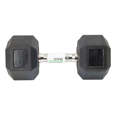 GoZone Rubber-Coated Hex Dumbbell – Black/Chrome, No-roll design