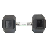 GoZone Rubber-Coated Hex Dumbbell – Black/Chrome, No-roll design