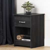 Table de chevet 1 tiroir avec espace de rangement ouvert pour Adulte, fini Chêne gris, collection Tassio de Meubles South Shore