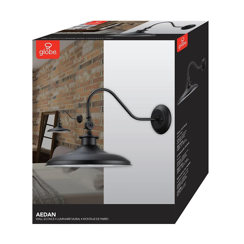 Aedan 1-Light Swivel Wall Sconce, Black Finish