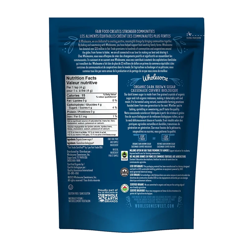 Wholesome Sweeteners Organic Dark Brown Sugar, 680 GR