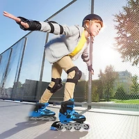 Patins à roulettes et patins à glace ajustables et convertibles Rugged Racer pour enfants - Moyen - Bleu