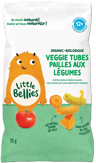 Little Bellies Organic Veggie Tube Puffed Corn & Veggie Snacks 12+ Months, 35gr, Little Bellies Organic Veggies Tubes Puffed Corn & Veggies Snacks 12+ Months, 35gr