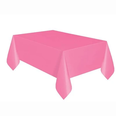 Nappe de table rectangulaire en plastique rose vif, 54" x 108" 1ct, 54" x 108"
