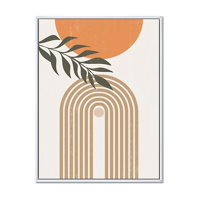 Designart Résumé Soleil Lune Feuilles I ART MURAL À CADRE FLOTT