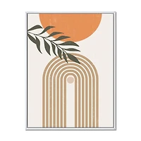 Designart Résumé Soleil Lune Feuilles I ART MURAL À CADRE FLOTT