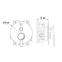 akuaplus® Matte Black 3-Way diverter Pressure Balance Bath Shower Valve Set round w/ 1-Setting Shower head and Spout