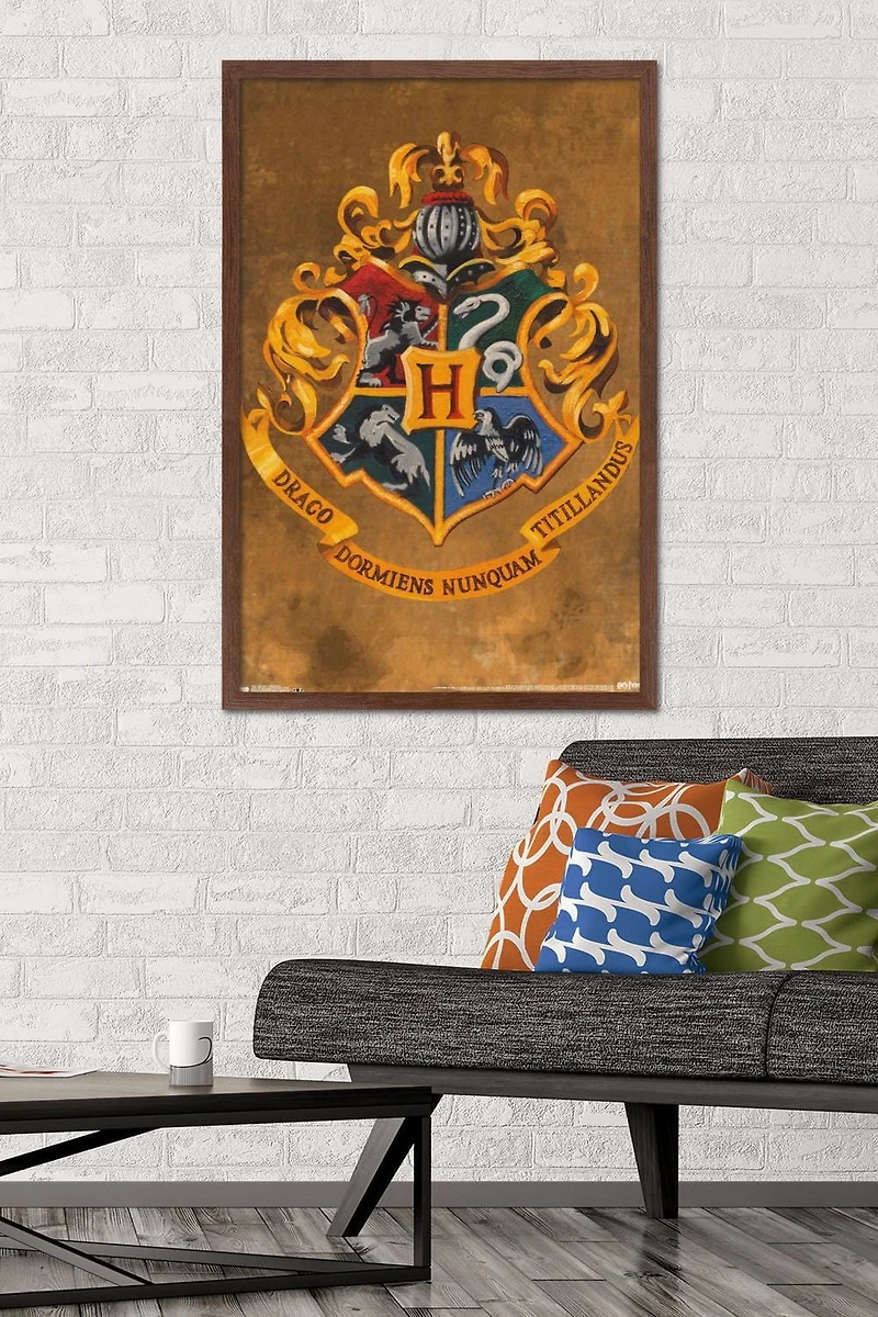 The Wizarding World: Harry Potter - Hogwarts Crest Wall Poster, 22.375" x 34" Framed