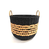 Hometrends Panier de rangement en papier et jacinthe d’eau tissés, grand Poignées