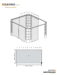 Sojag Savino 12 x 14 x 7 ft Grey Curtains for Savino Gazebo, Polyester, Outdoor Shades