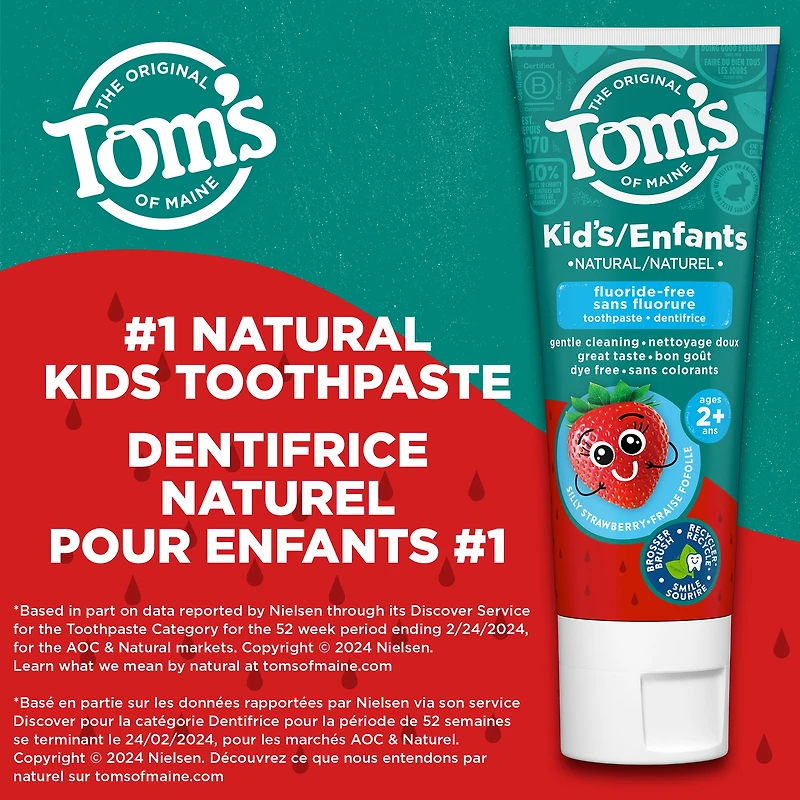 Tom’s of Maine Dentifrice sans Fluorure pour Enfants, Silly Strawberry, 90 ml